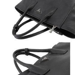 PRADA 2way Tote Shoulder Bag Leather Black Silver Hardware