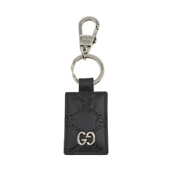 GUCCI Guccissima Durian Keychain Leather Black Silver Metal Fittings Key Ring