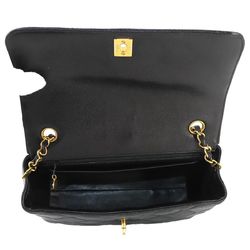 CHANEL Matelasse Chain Shoulder Bag Caviar Skin Black Gold Metal Fittings