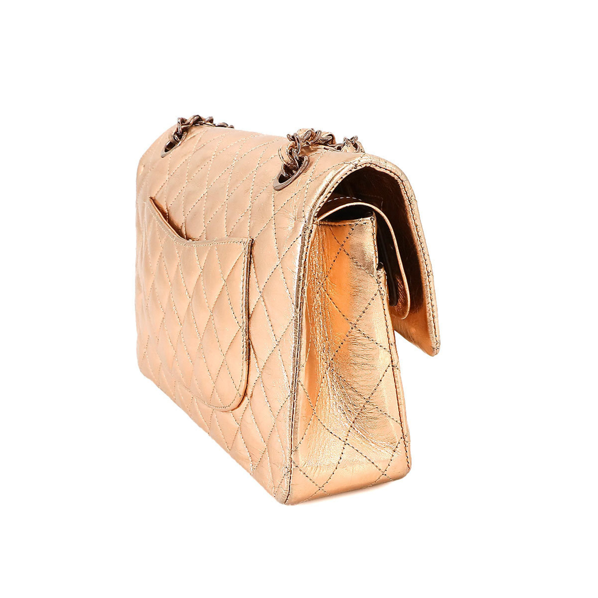 CHANEL Matelasse 25 Chain Shoulder Bag Leather Metallic Pink Gold Hardware Mobile Art Exclusive 2008