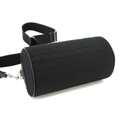 CELINE Cylinder Shoulder Bag Canvas Leather Black 1105EKF Silver Hardware