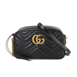 GUCCI GG Marmont Quilted Small Chain Shoulder Bag Leather Black 447632