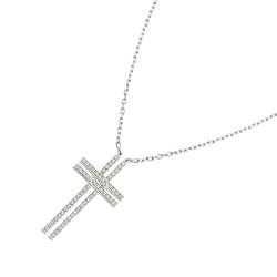Cartier Cross Diamond Necklace 43cm K18 WG White Gold 750