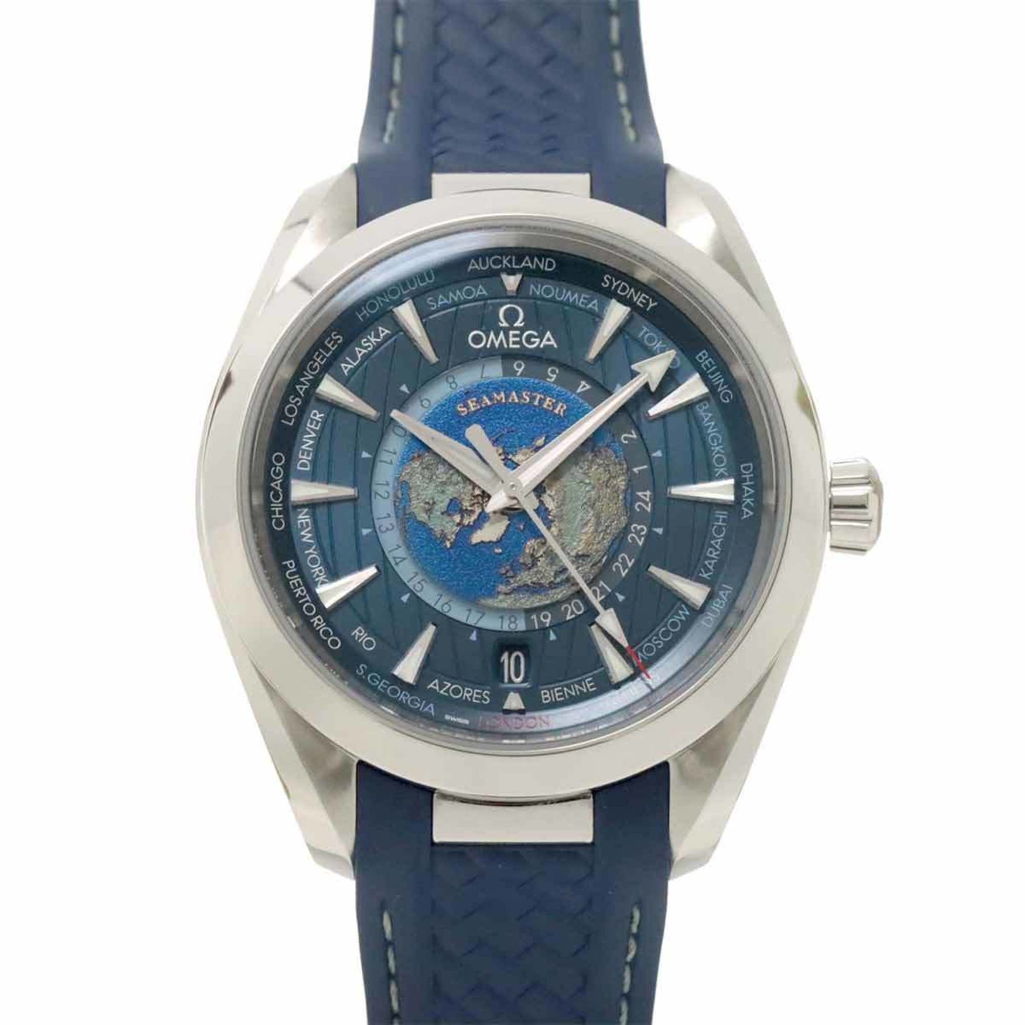 OMEGA Seamaster Aqua Terra GMT Worldtimer Master Co-Axial 220 12 43 22 03 001 Men's Watch Date Automatic