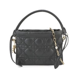 Christian Dior Lady Milly Mini Bag 2way Hand Shoulder Leather Black S0981ONMJ