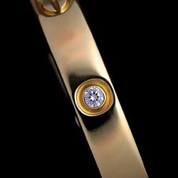 Cartier Love Bracelet Half Diamond 6P #17 K18 YG Yellow Gold 750 Bangle