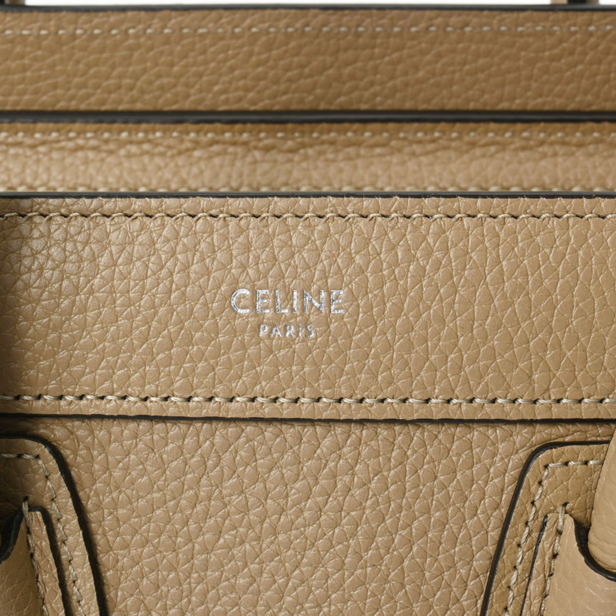 CELINE Luggage Nano Shopper Beige 189243 Women's Drummed Calfskin Handbag