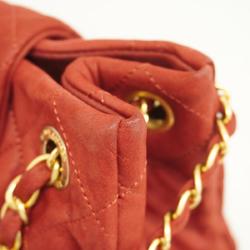 Chanel Shoulder Bag Matelasse Chain Leather Red Women's