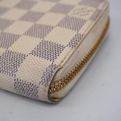 Louis Vuitton Long Wallet Damier Azur Zippy N41660 White Men's Women's