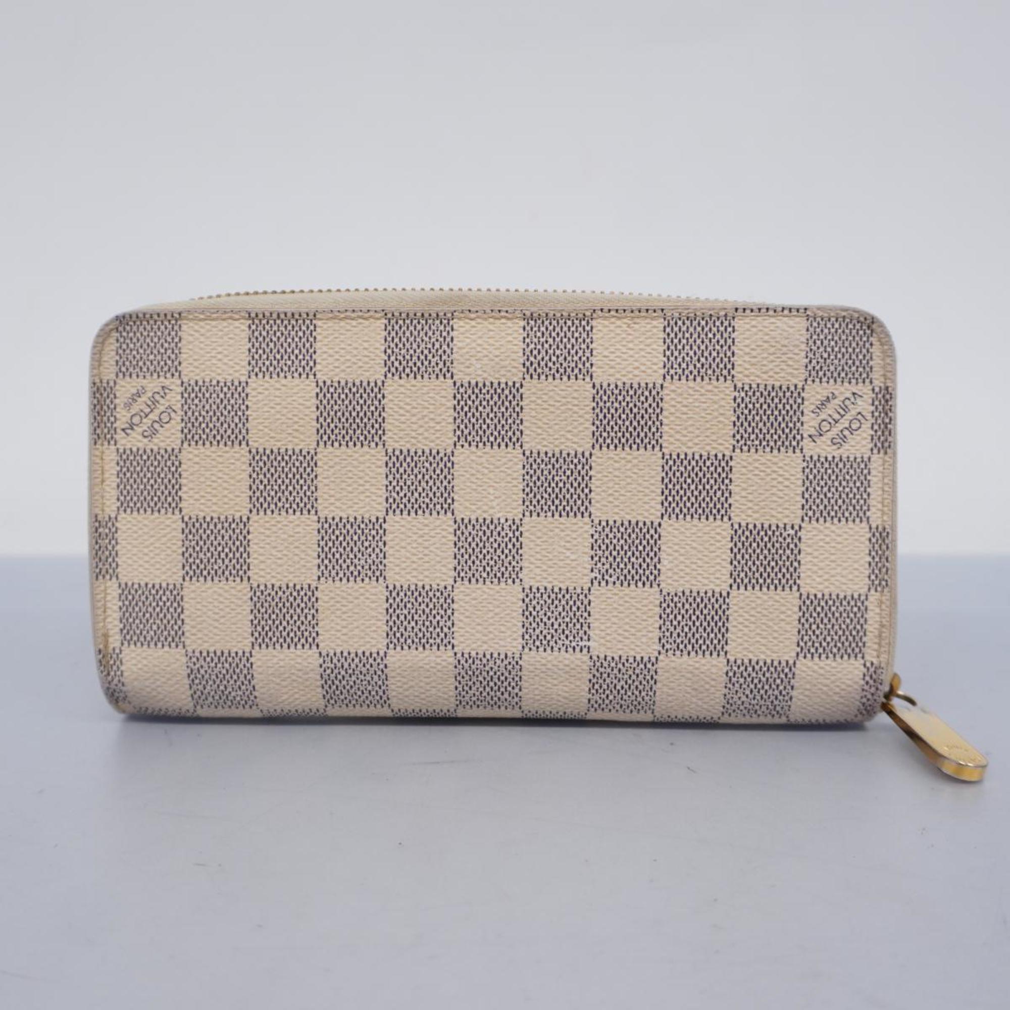 Louis Vuitton Long Wallet Damier Azur Zippy N41660 White Men's Women's