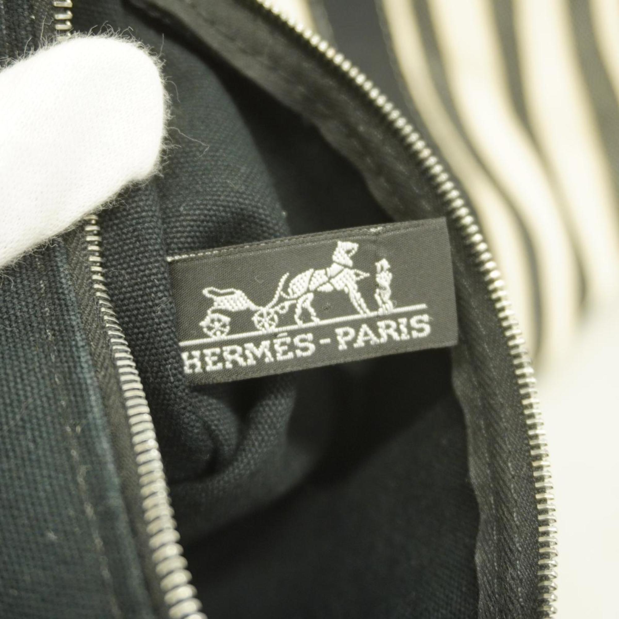 Hermes Handbag Cannes PM Canvas Black Off-White Women's