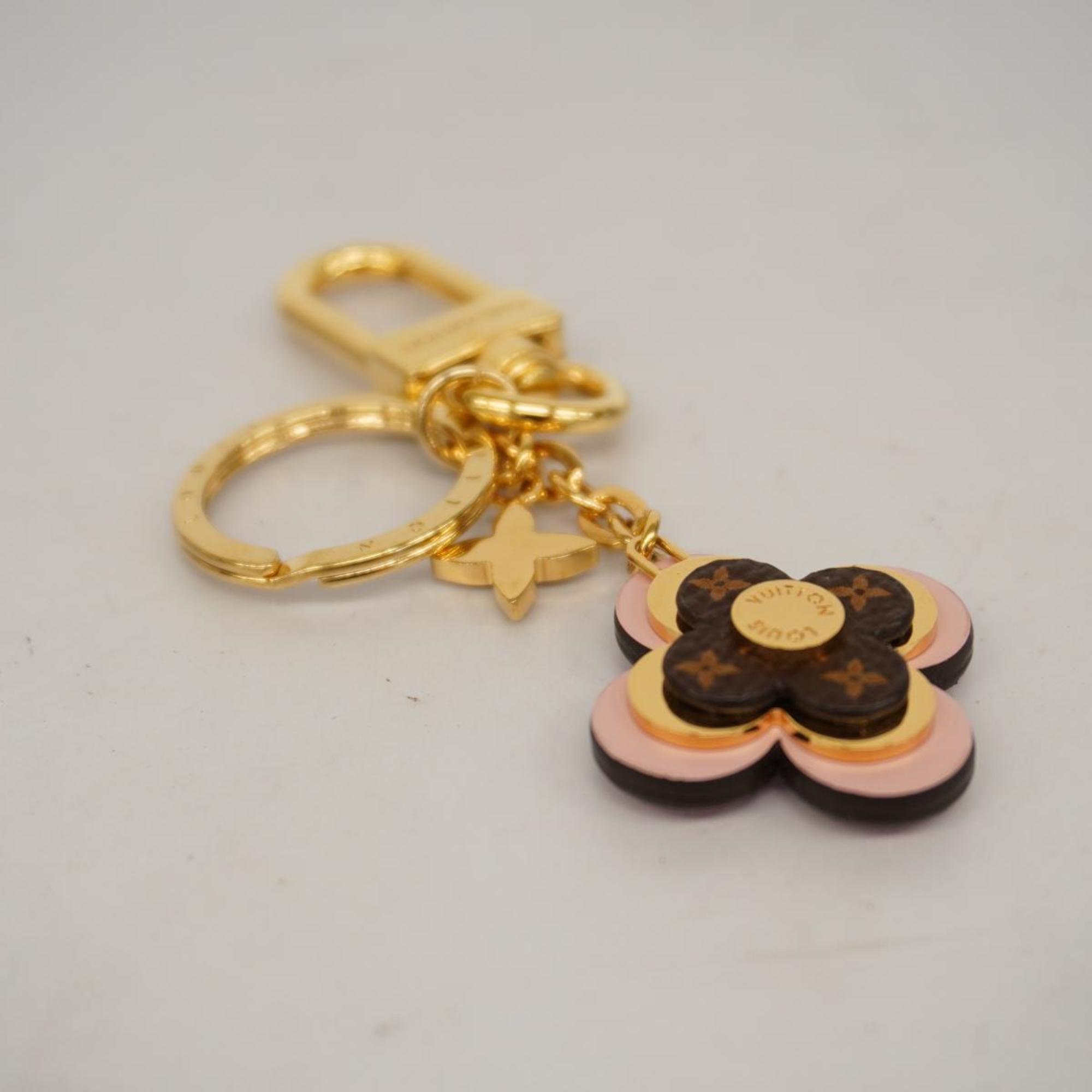 Louis Vuitton Keychain Monogram Portocle Blooming Flower BB M63085 Brown Pink Gold Women's