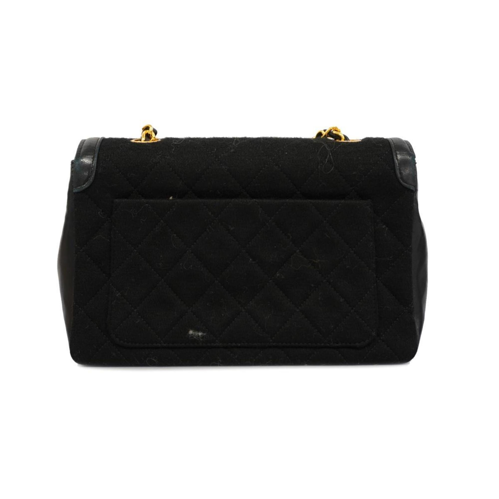 Chanel Shoulder Bag, Matelasse, Chain Shoulder, Cotton, Black, Women's
