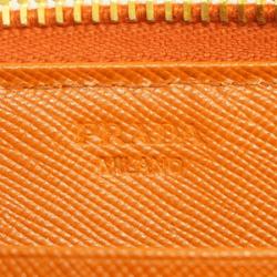 Prada Long Wallet Saffiano Leather Orange Women's