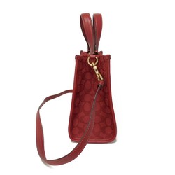 Coach COACH Tote Bag Dempsey 22 Embossed Patch Signature Jacquard Stripe Red Apple C8417 Women's