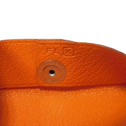 Hermes HERMES Coin Case Bastia Snap Button Purse Wallet Chevre Orange K Stamp Men's Women's
