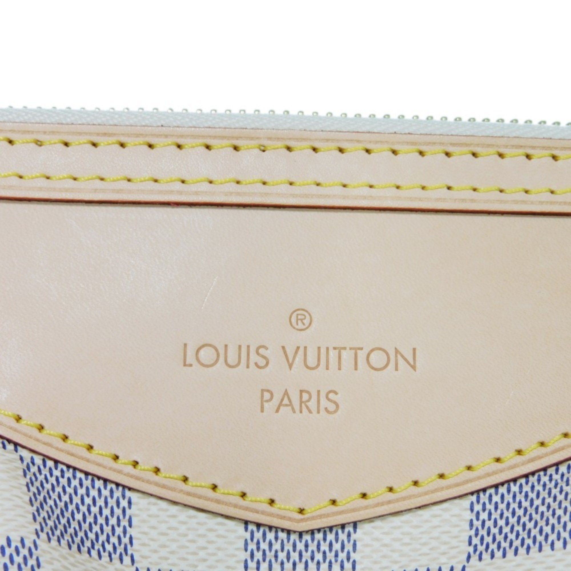 Louis Vuitton Siracusa PM Shoulder Bag Pleated Gold Crossbody Damier Azur Ivory N41113 Women's