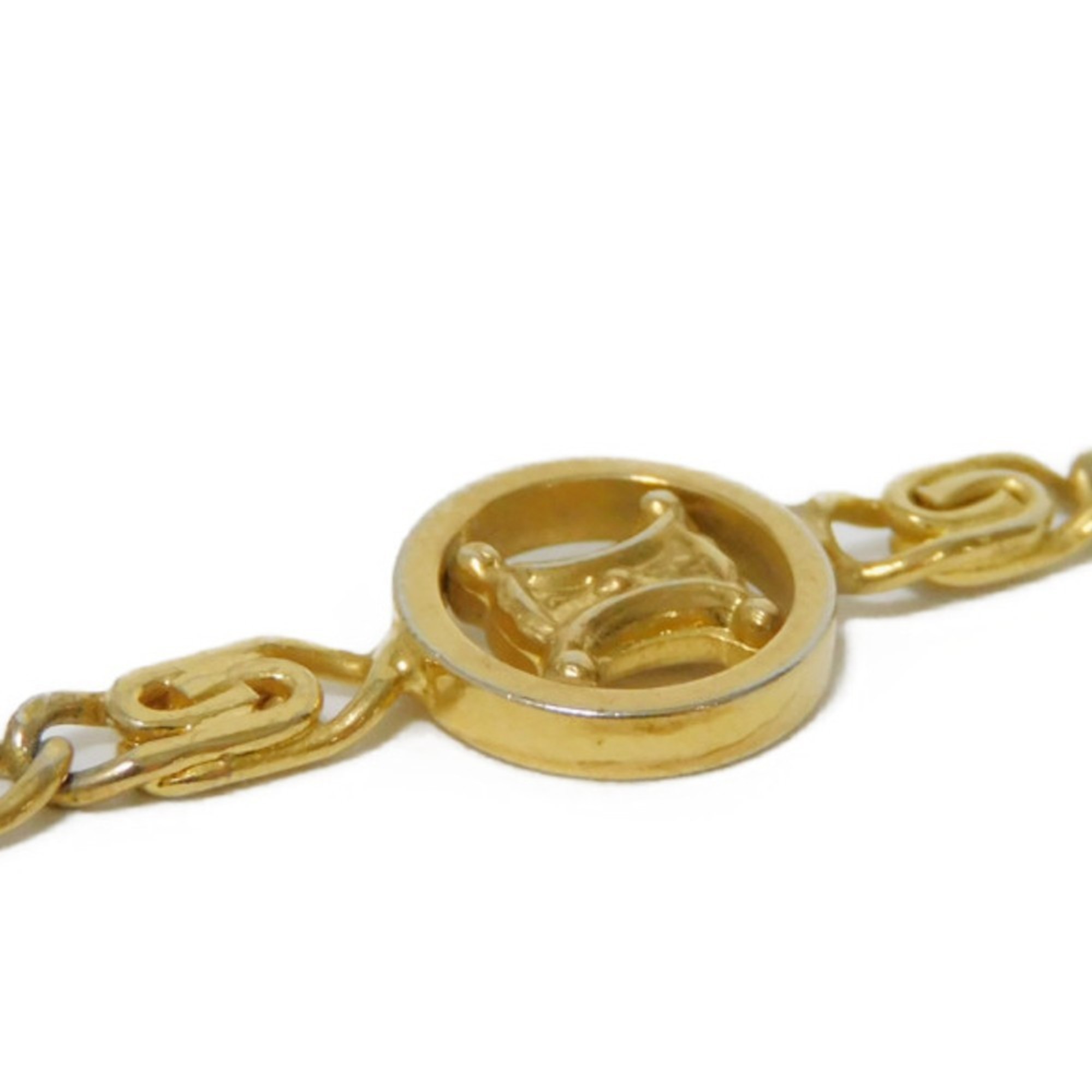 CELINE Necklace Macadam Old Circle Triomphe Arc de GP Long Chain 95cm Blason Plated Gold Men's Women's
