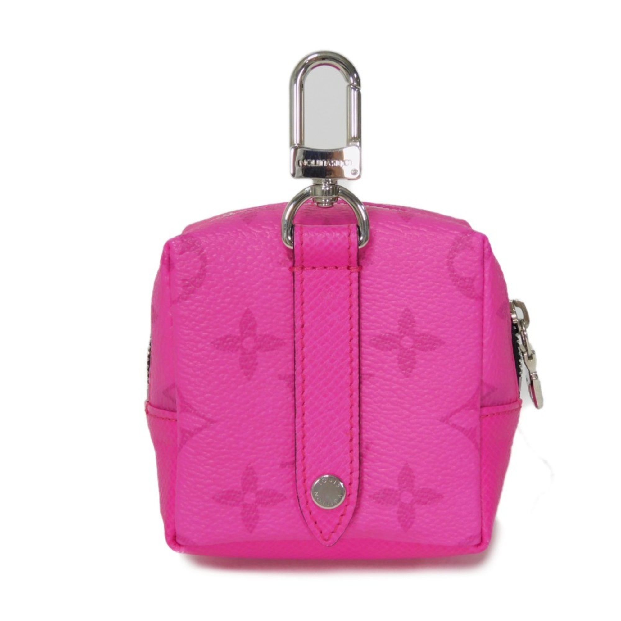 Louis Vuitton LOUIS VUITTON Porte Cle Pouch Fuchsia Pink Key Ring Charm Taiga Rama Monogram Rose MP2980 Men's