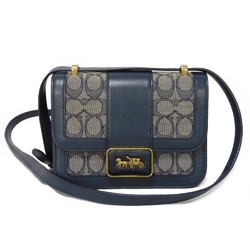 Coach COACH Shoulder Bag Ally Crossbody 18 Signature Jacquard with Snakeskin Details Navy C3760 Women's
