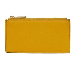 GUCCI Coin Case Fragment Calfskin Card Holder Wallet Embossed Yellow 725550 AABEY 7636 Men's