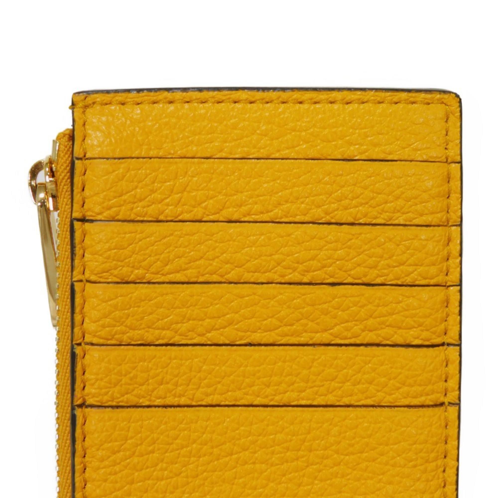 GUCCI Coin Case Fragment Calfskin Card Holder Wallet Embossed Yellow 725550 AABEY 7636 Men's