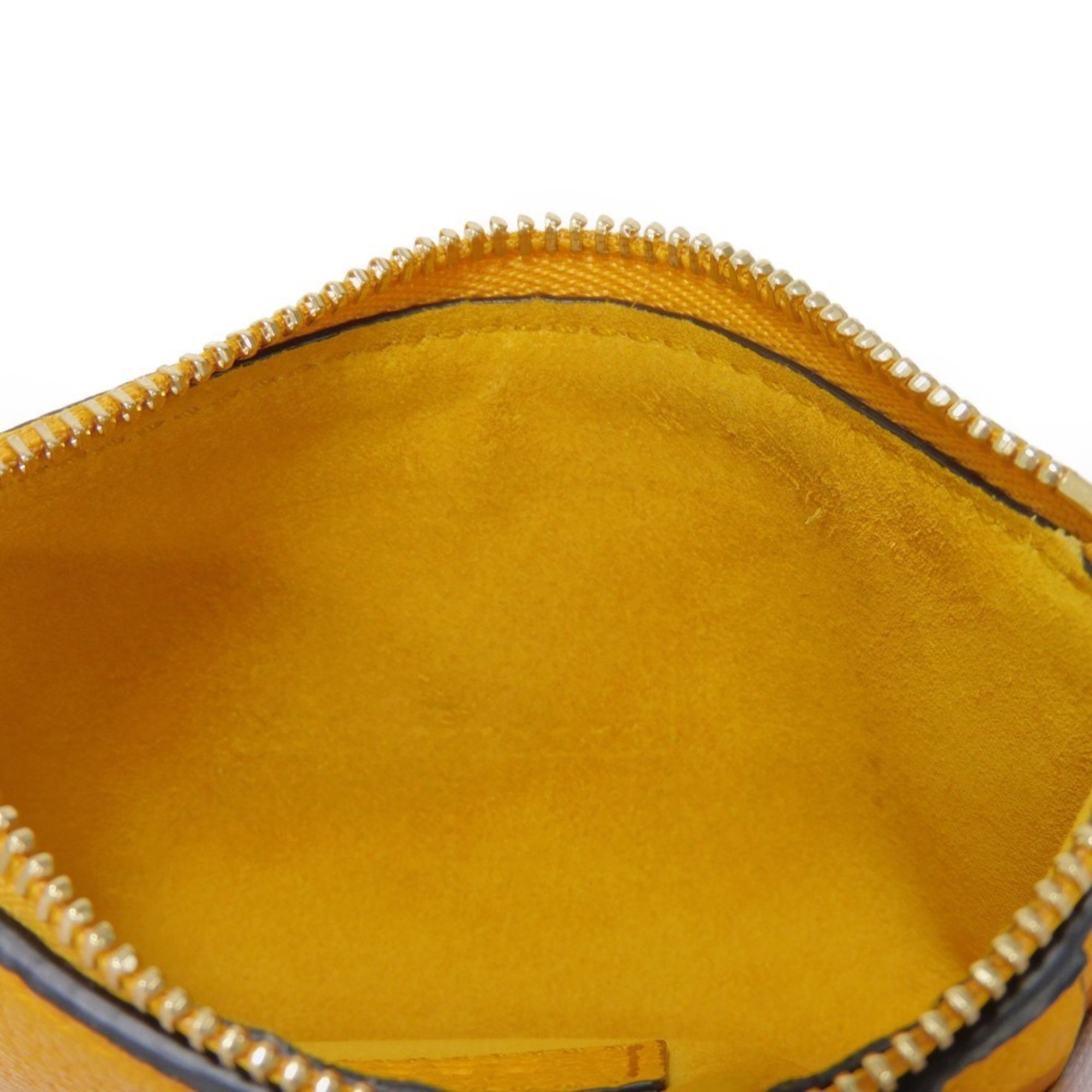 GUCCI Coin Case Fragment Calfskin Card Holder Wallet Embossed Yellow 725550 AABEY 7636 Men's