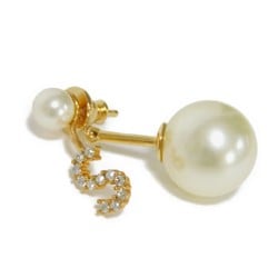 Christian Dior Dior Earrings MY ABC Tribal S Heart Crystal Resin Pearl Ivory Gold Clear Swing Initial Women's