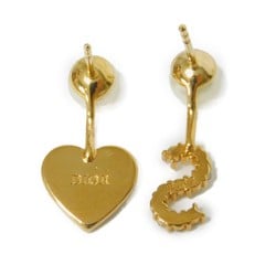 Christian Dior Dior Earrings MY ABC Tribal S Heart Crystal Resin Pearl Ivory Gold Clear Swing Initial Women's