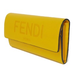 FENDI Long Wallet Roma Continental Yellow Bi-fold Embossed Mimosa 8M0251 AAYZ F192E Men's Women's Billfold