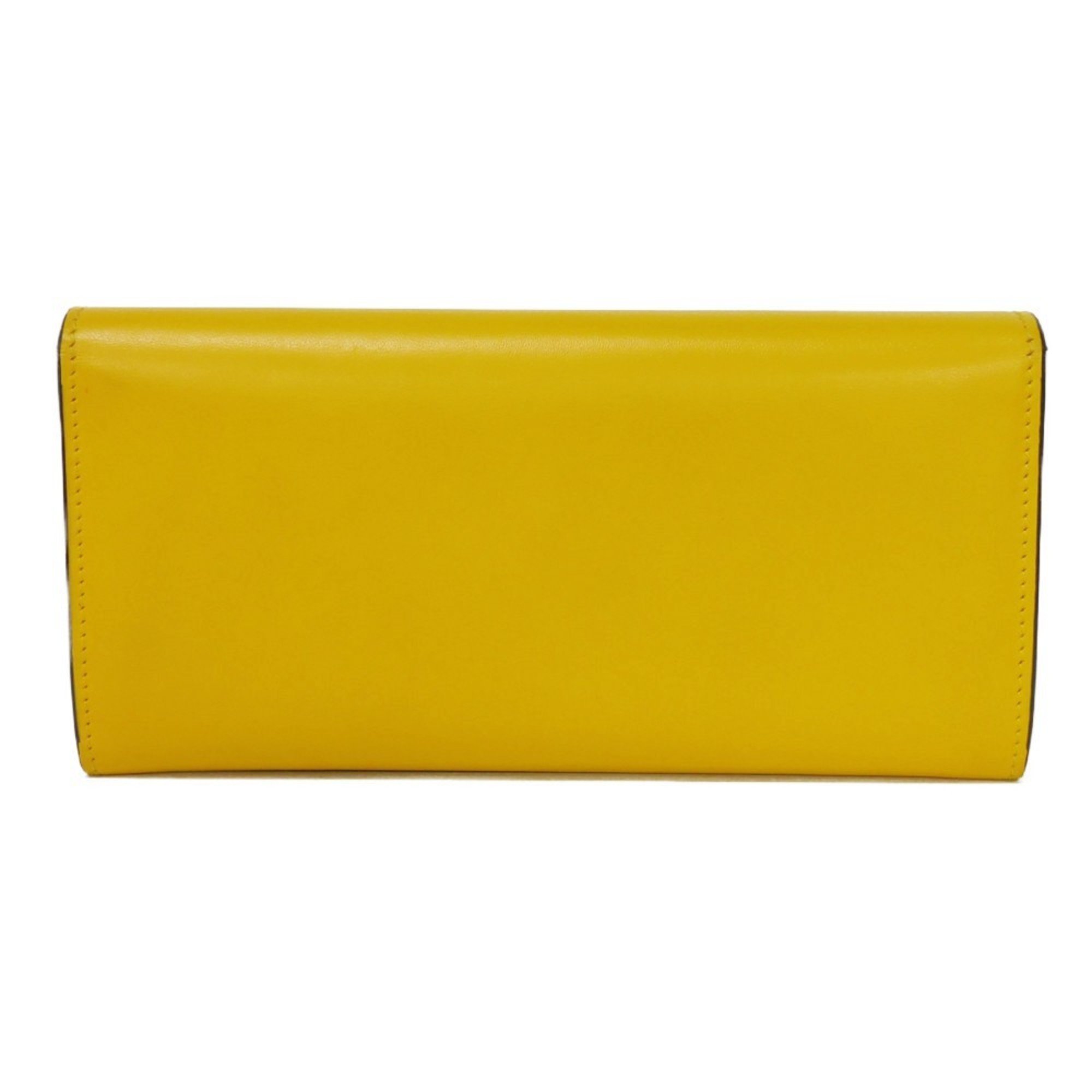 FENDI Long Wallet Roma Continental Yellow Bi-fold Embossed Mimosa 8M0251 AAYZ F192E Men's Women's Billfold
