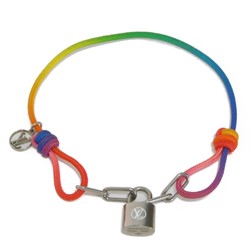 LOUIS VUITTON Bracelet Silver Lockit Virgil Abloh Recycled Polyester Rainbow Q05269 Men's