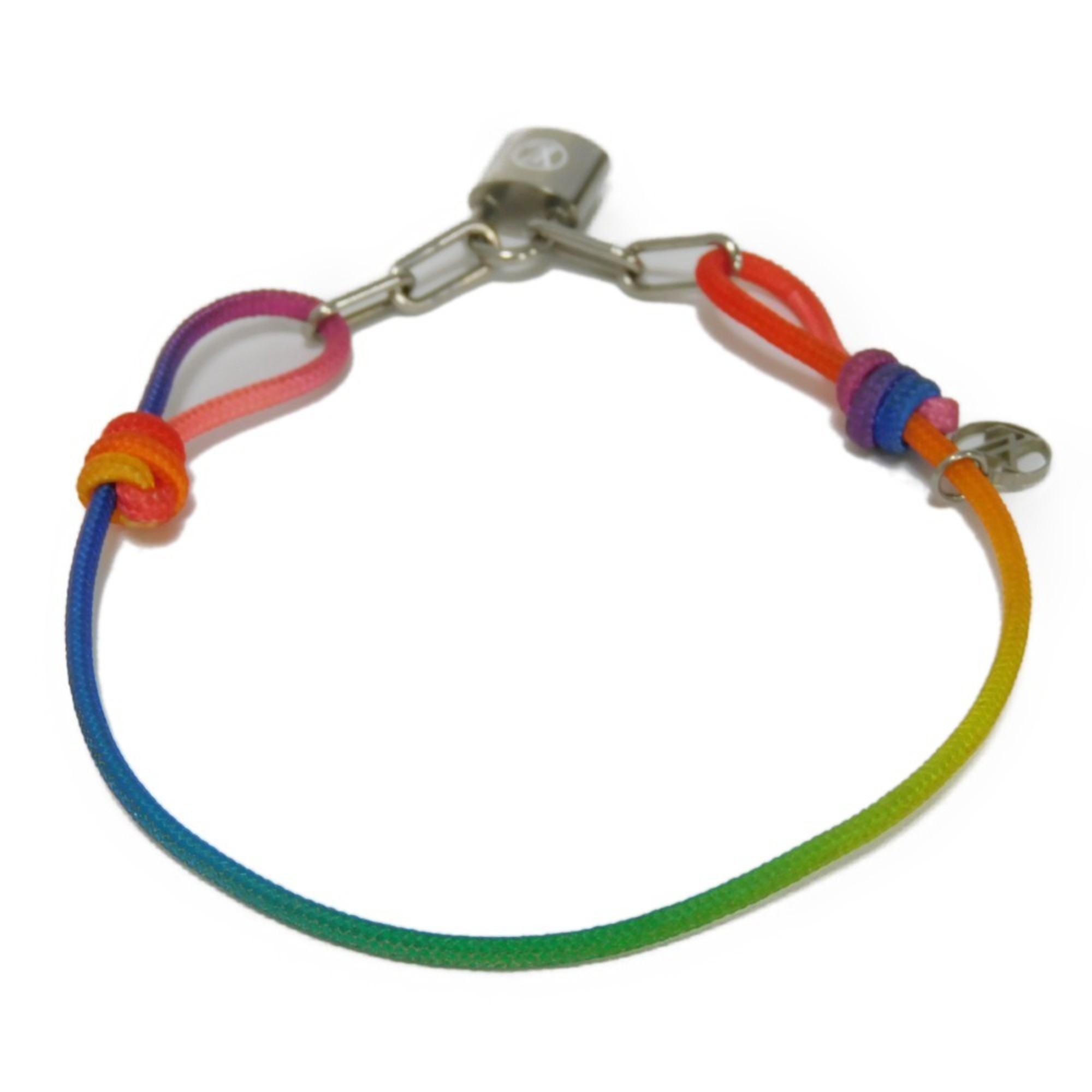 LOUIS VUITTON Bracelet Silver Lockit Virgil Abloh Recycled Polyester Rainbow Q05269 Men's