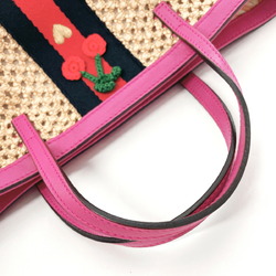 GUCCI Gucci Cherry Kids Line 410818 Handbag Raffia/Leather Beige N4044349