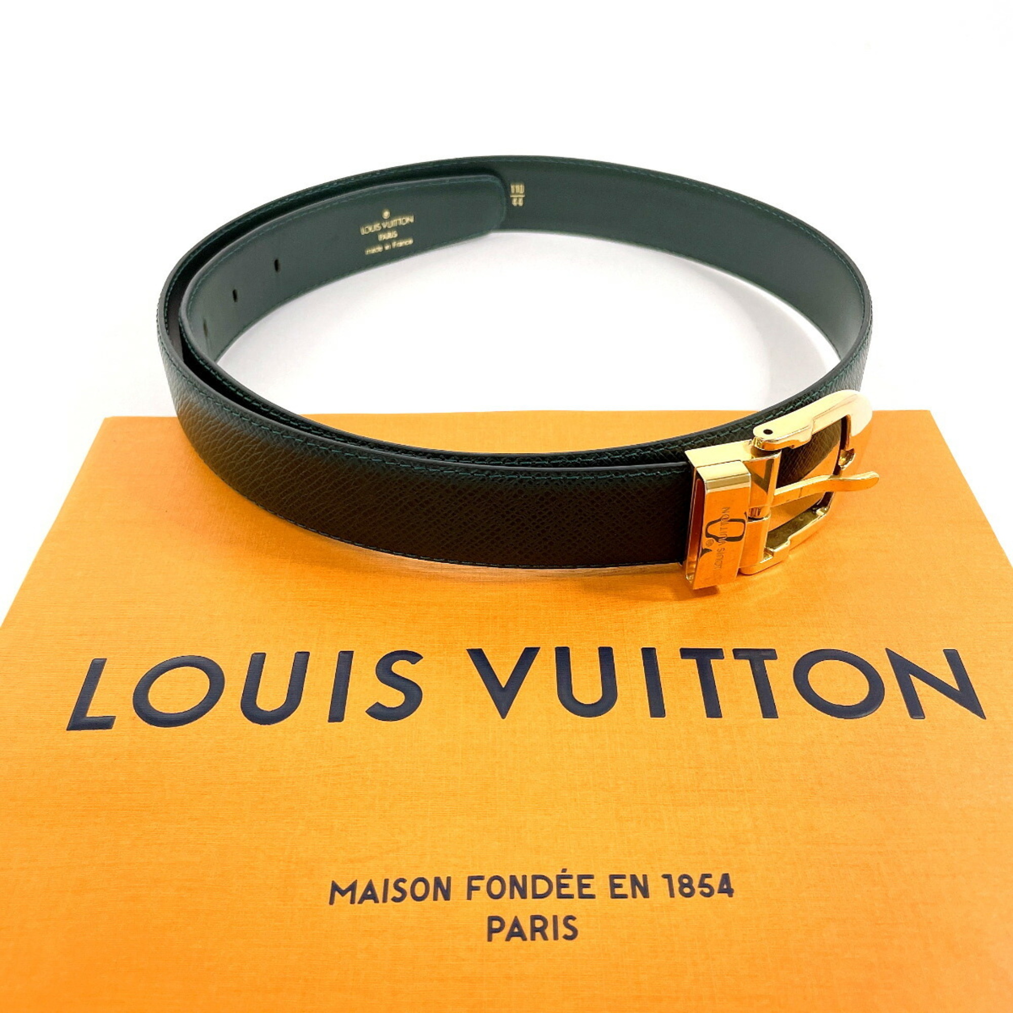 LOUIS VUITTON Louis Vuitton Santur Classic M6845V Belt Taiga Green Men's N4044350