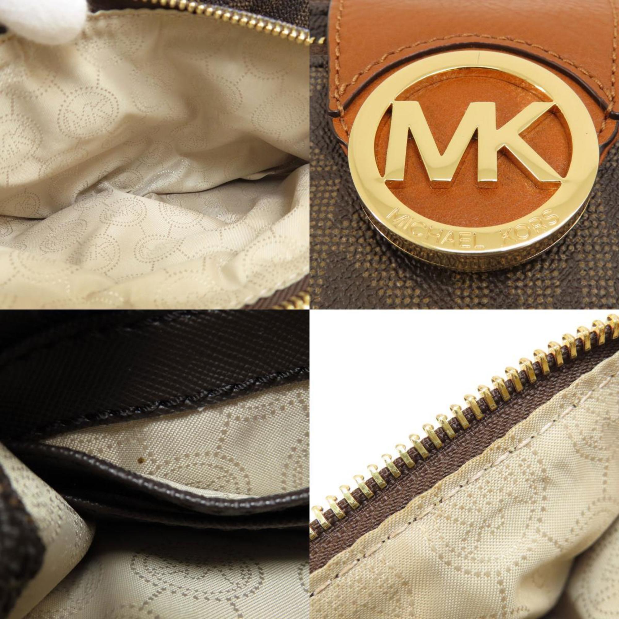 Michael Kors MK Signature Shoulder Bag Leather/Coated Canvas Women's