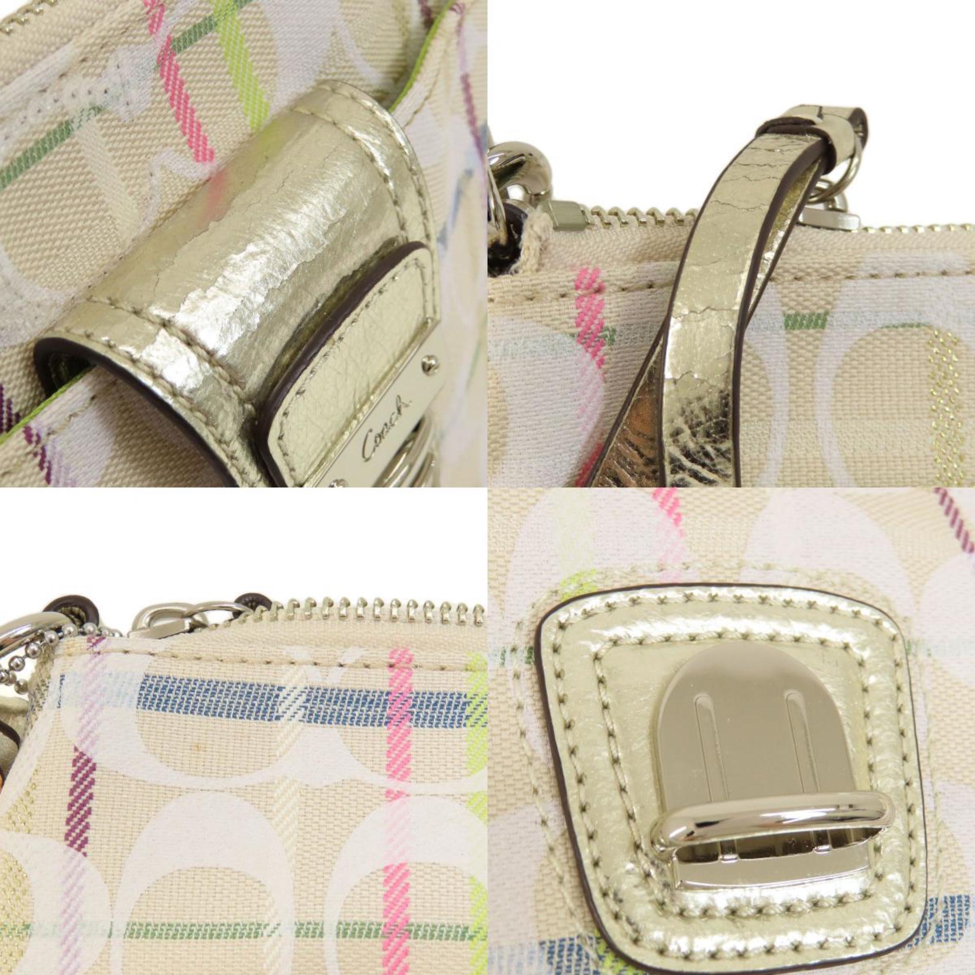 Coach Long Shoulder Signature Checkered Bag Canvas Women's COACH