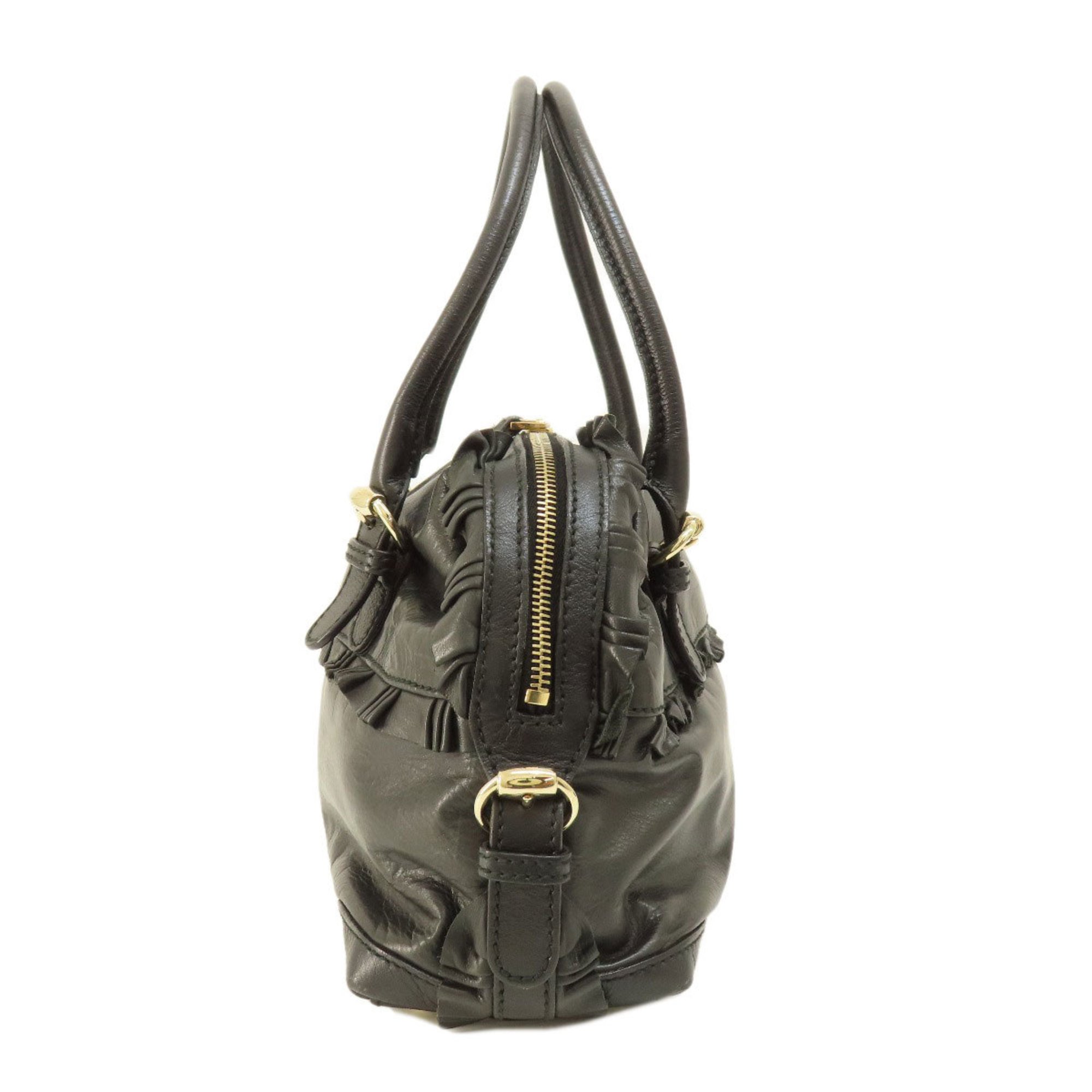 Gucci 189848 Ruffled Handbag Leather Women's GUCCI