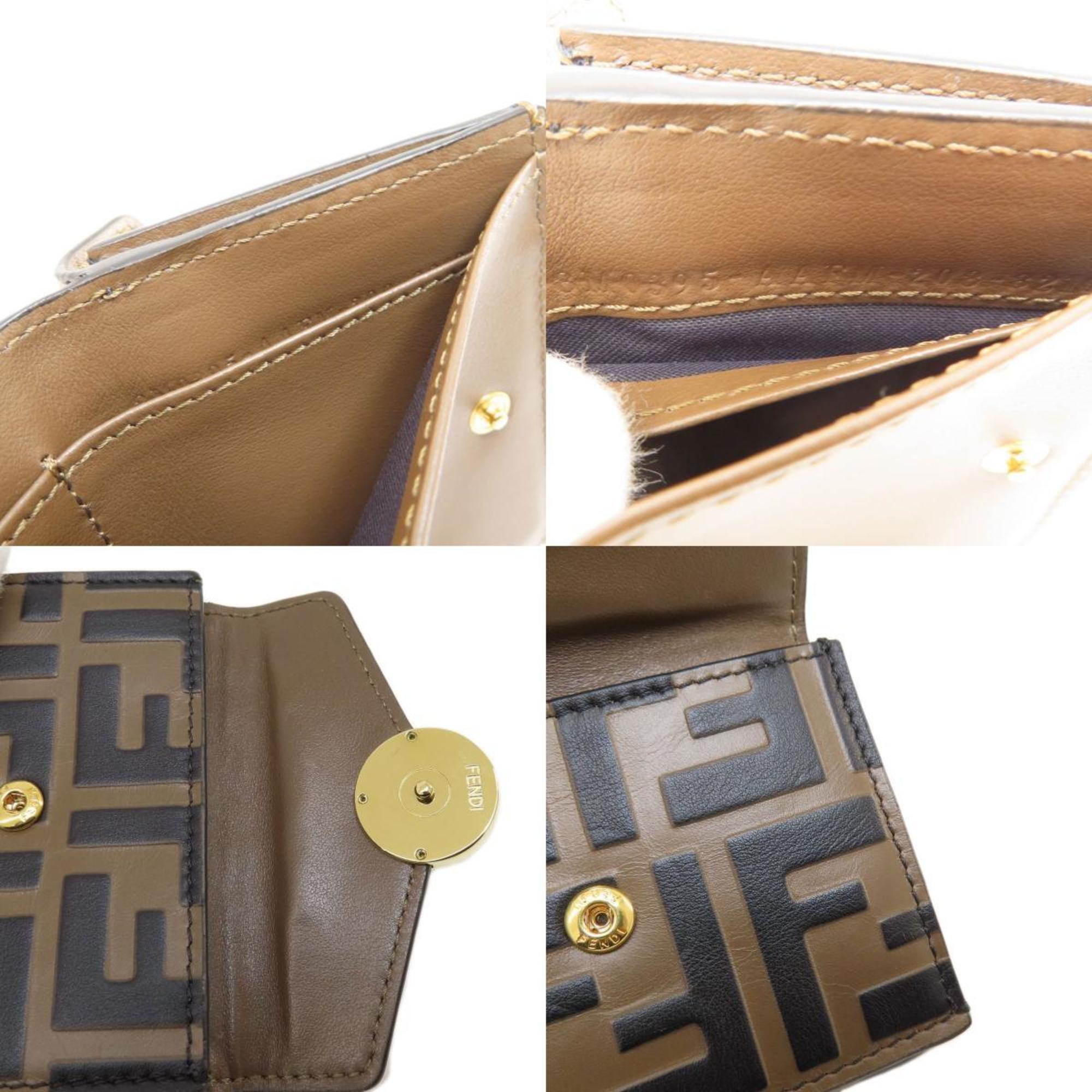 Fendi Zucca pattern F is bi-fold wallet leather women's FENDI