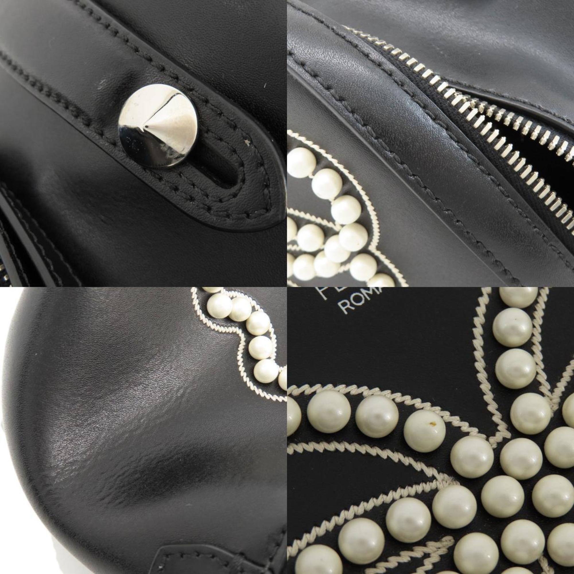 FENDI Ribbon motif fake pearl backpack/daypack in calf leather for women