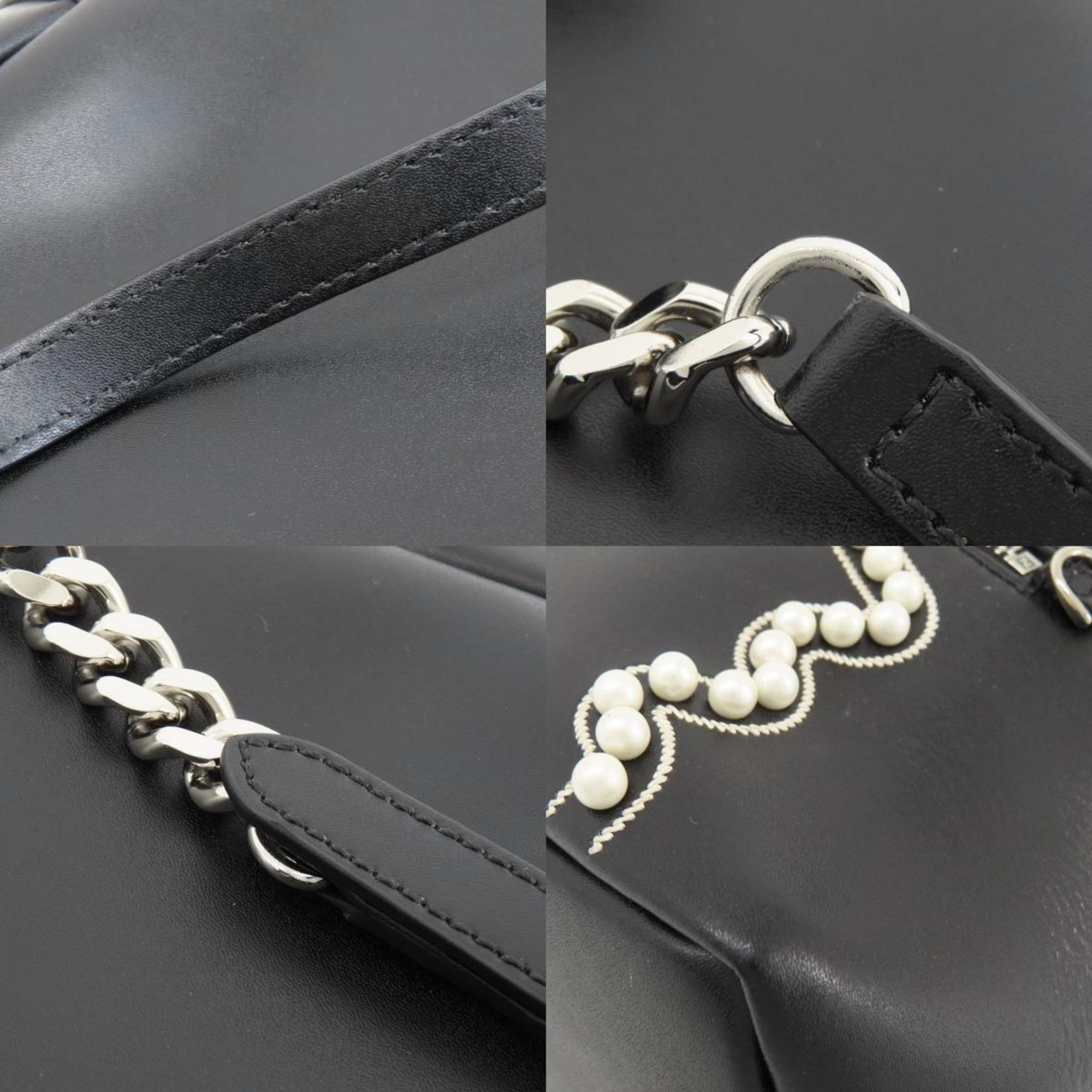 FENDI Ribbon motif fake pearl backpack/daypack in calf leather for women