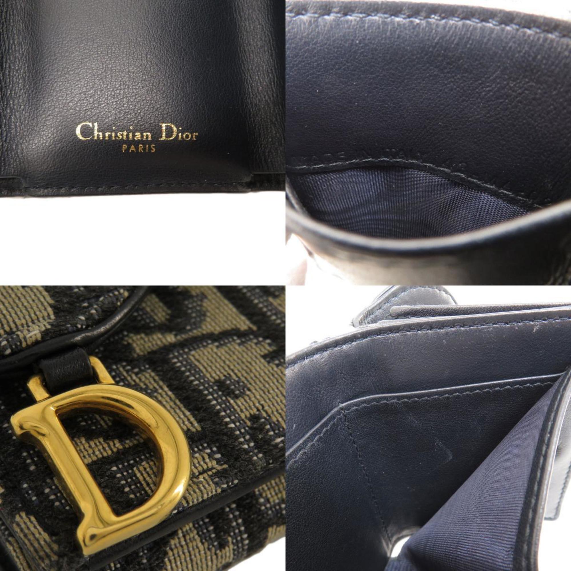 Christian Dior Saddle Wallet Trotter Pattern Bi-fold Canvas Women's CHRISTIAN DIOR
