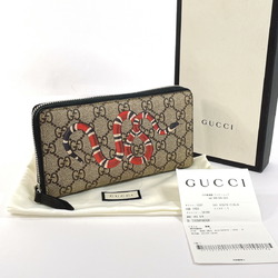 GUCCI Gucci Kingsnake Round 451273 Long Wallet GG Supreme Canvas Brown Men's F4034388