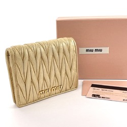 Miu Miu MIU Matelasse 5MV204 Bi-fold Wallet Leather Gold Women's F4034431
