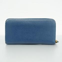 Prada Long Wallet Saffiano Leather Navy Women's