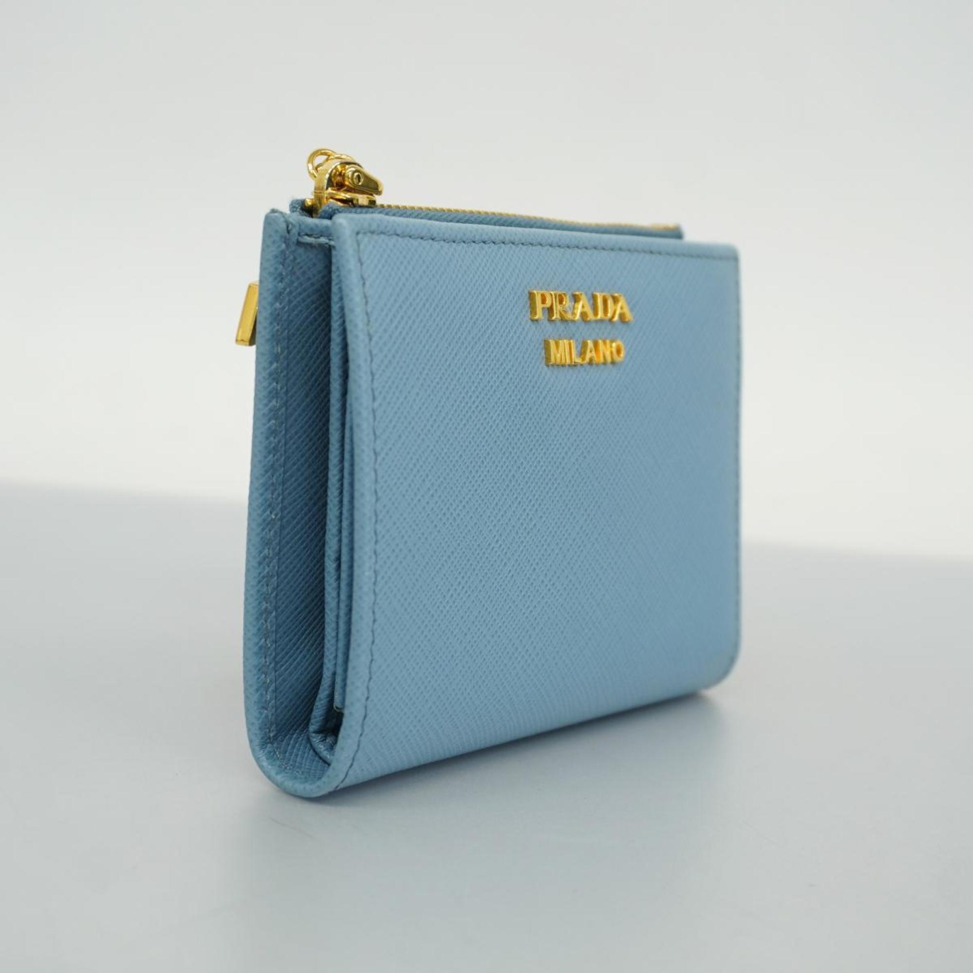 Prada wallet in saffiano leather, light blue, for women