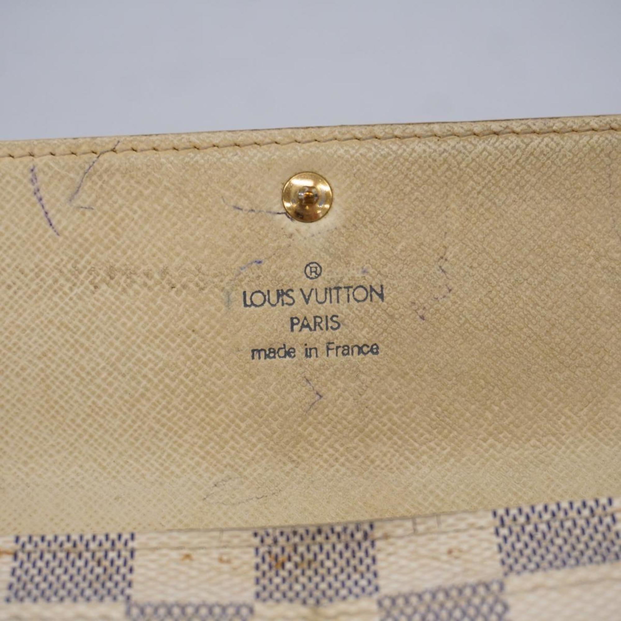 Louis Vuitton Long Wallet Damier Azur Portefeuille Sarah N61735 White Men's Women's