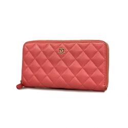 Chanel Long Wallet Matelasse Caviar Skin Pink Champagne Women's