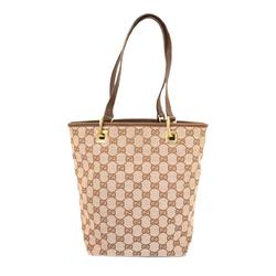 Gucci Tote Bag 002 1099 Canvas Pink Brown Champagne Women's