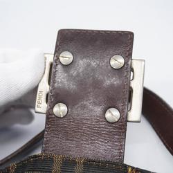Fendi handbag Zucca nylon canvas leather brown ladies